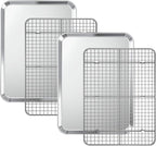 Baking Sheet with Cooling Rack Set, Deedro Stainless Steel Cookie Half Sheets by Deedro