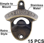 Rustic Wall Mount Bottle Opener, Vintage Brass Bulk Beer Opener Mountable - Image 2
