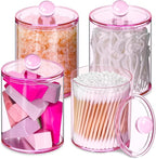 XIPENGKEJI 4 Pack Qtip Holder, Canister Apothecary Jar Set, Bathroom Jars by XIPENGKEJI