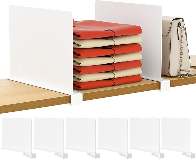 HBlife 6 Pcs White Acrylic Shelf Dividers, Vertical Purse Organizer by HBlife