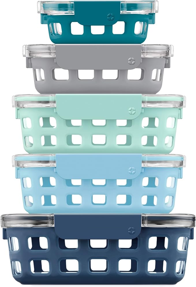 Ello Duraglass Mixed Meal Prep Sets Leak-Proof Glass Food Storage Containers by Ello