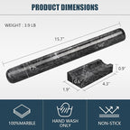 Marble Rolling Pin with Stand, 15.7" Black Stone French Heavy Polished Non - Image 2