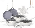 Ammeloo 15-Piece Ribbed Ceramic Cookware Set, Pots and Pans Set Non Stick by Unknown
