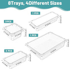 WOWBOX 8 PCS Clear Plastic Drawer Organizer Set, 4 Sizes Desk Drawer - Image 3