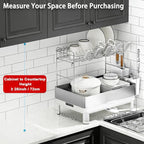 Ewaiira Dish Drying Rack, 2 Tier Large Dish Rack, Stainless Steel Dish Drainer - Image 5