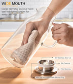 Glass Pitcher with Lid, 2 Liter 68oz Water Pitcher with Handle - Image 6
