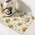 Sunflower Dish Drying Mat for Kitchen Counter Summer Yellow Floral Microfiber - Image 7