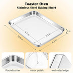 E-far Toaster Oven Tray, 10.5”x8.3” Stainless Steel Small Baking Cookie Sheet - Image 2