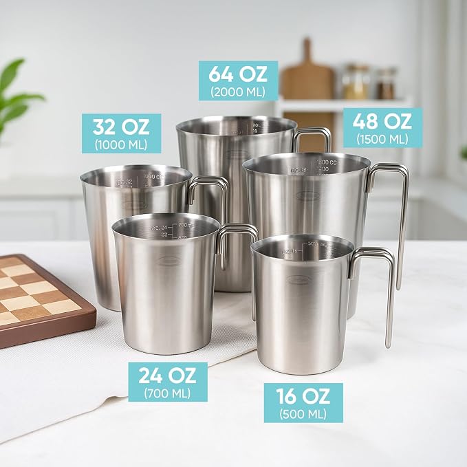 Newness 3-Pack Stainless Steel Measuring Cups Set, Metal Measuring Cup - Image 6