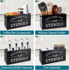 Black Farmhouse Utensil Holder for Kitchen Counter Extra Large Cooking Utensil - Image 5