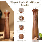 Haomacro 2 Pack 10 Inch Acacia Wooden Salt and Pepper Grinder Set, Manual Salt - Image 6