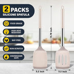 2 Pack Silicone Spatula Set, Solid & Slotted Turner - Image 2
