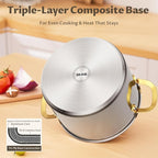 BEZIA 8 Quart Stainless Steel Stock Pot, 0-Coating Safe Cooking Pot - Image 2