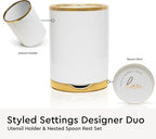 White Utensil Holder with Built-In Ceramic Spoon Rest - Image 3
