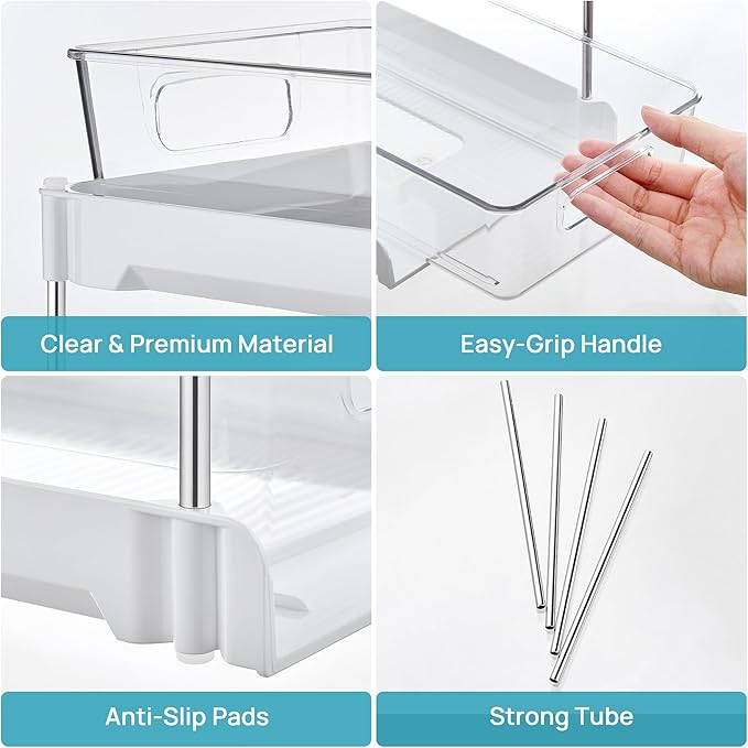 Vtopmart 2 Pack Bathroom Organizer, 2 Tier White Under Sink Organizers Vanity - Image 7
