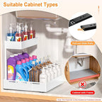 YJHome 2 Pack Expandable Under Sink Organizer, 2 Tier Pull Out Cabinet Organizer - Image 6