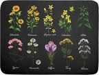 Black Flower Herbs Dish Drying Mat 18x24 Inch Botanical Floral Microfiber by Giwawa
