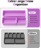 10 Pack Large Size Plastic Drawer Organizers Set, 3 Sizes Desk Drawer Organizer - Image 3