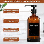 RYTOXILO Amber Glass Soap Dispenser 4 Pack, Hand Soap Dispenser Bathroom - Image 3