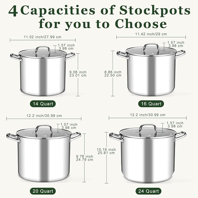 Leonyo Stainless Steel Stock Pot, 24QT Large Pot - Image 9