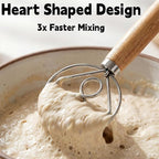 TEEVEA Danish Dough Whisk for Sourdough Bread, Wooden Handle Stainless Steel - Image 5