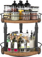 HOOBRO Lazy Susan Organizer Spice Rack, 2-Tier Height Adjustable Rotating Spice - Image 9