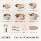 CAROTE 25 Pcs Ceramic Cookware Sets, Pots and Pans Set Non Stick, Detachable - Image 2