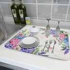 Hydrangea Floral Dish Drying Mat 18x24 inch Spring Summer Decorative Fast Dry - Image 6