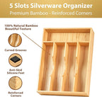 Umilife Bamboo Kitchen Drawer Organizer, 9 Inch Silverware Utensils Tray Holder - Image 2