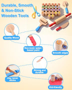 Wooden Dough Tools Kit for Kids, Dough Accessories - Image 4