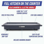 Blue Diamond 20” x 10.5” Extra Large Electric Griddle, Healthy Ceramic Nonstick - Image 3