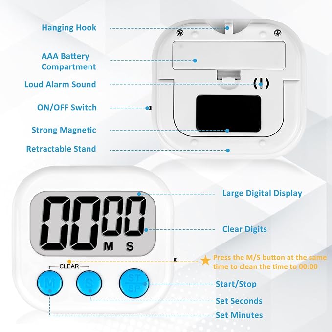 ZILLEEN 12 Pack Kitchen Timers for Cooking Digital Classroom Timers for - Image 8
