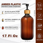 KASUNTING Amber Soap Dispenser Plastic, 17 Fl Oz Hand and Dish Dispenser Set - Image 3