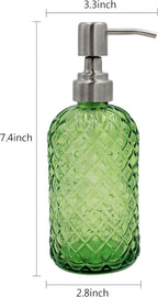 16 oz Diamond Pattern Glass Soap Dispenser, Kitchen and Bathroom Refillable - Image 3
