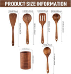 6 PCS Wooden Cooking Utensils Set, Wooden Spoons - Image 2