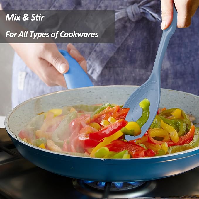 2 Pack Large Silicone Cooking Spoon, Non-Stick Slotted and Solid Spoon set - Image 8