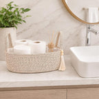 ABenkle Small Storage Basket, Jute Rope Woven Toilet Paper Tray Organizer - Image 5