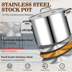 Rorence Stainless Steel Stock Pot, Tri-Ply Base Large Pot Induction Cooking Pot - Image 3