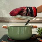 Leinuosen 8 Pcs Burgundy Marble Kitchen Towels and Dishcloths Sets Oven Mitts - Image 4