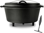10 QT Pre-Seasoned Cast Iron Camp Dutch Oven by Blingco