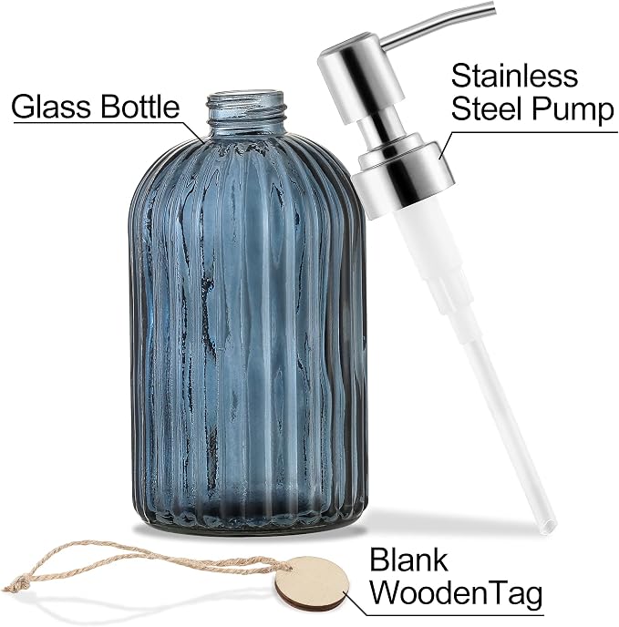 MOCLIF 16 OZ Soap Dispenser，Tempered Glass Clear Vertical Stripe - Image 3