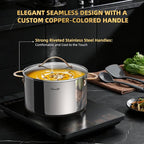 Ciwete 8 Quart Stock Pot with Lid, Upgraded Tri-Ply Stainless Steel Pot - Image 6