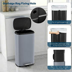 8 Gal Kitchen Trash Can, 30L Recycling or Garbage Bin, Brushed Stainless Steel - Image 6