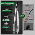 Walfos 17 Inch Extra Long Grill Tongs, Ultimate Stainless Steel BBQ Tongs - Image 8