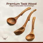 4Pcs Wooden Ladle Set – Teak Wood Soup Spoons - Image 2