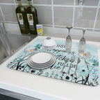 Blue Daisy Dish Drying Mat 18x24 Inch Love Kitchen Absorbent Microfiber - Image 6