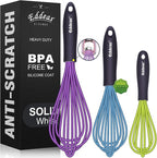 Eddeas Silicone Whisk, 500°F Heat Resistant Non Scratch Coated Whisks by Eddeas