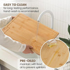 Kikcoin Bamboo Cutting Boards for Kitchen, Extra Large Wood Cutting Board - Image 6