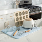 S&T INC. Dish Drying Mat XL, 18” x 24”, Absorbent Microfiber Kitchen Counter Mat - Image 2