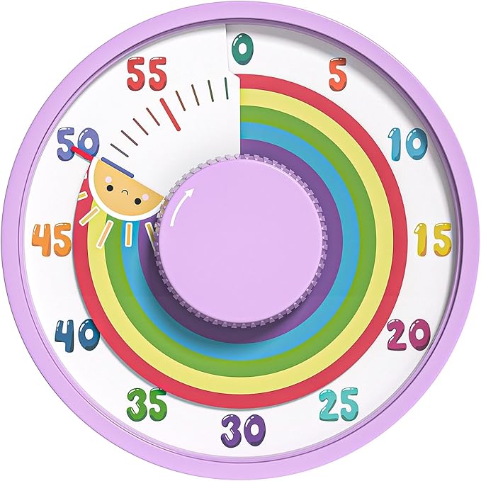 Secura 60-Minute Rainbow Visual Timer 6-Inch Mechanical Countdown Timers by Secura